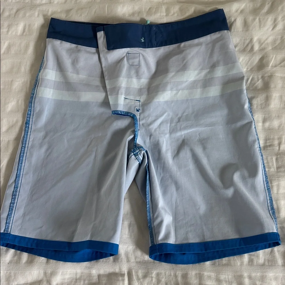 Vineyard Vines Navy and Aqua Striped Men’s Swim Board Shorts